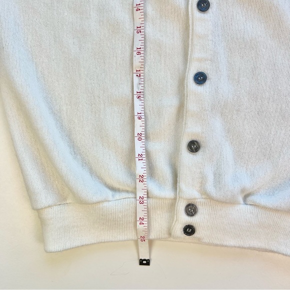 VINTAGE Button Down Cardigan Sweater - Eggshell White by CARMEL Made in USA - Picture 4 of 16